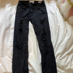 Frame Denim Black Ripped Skinny Jeans Size 25